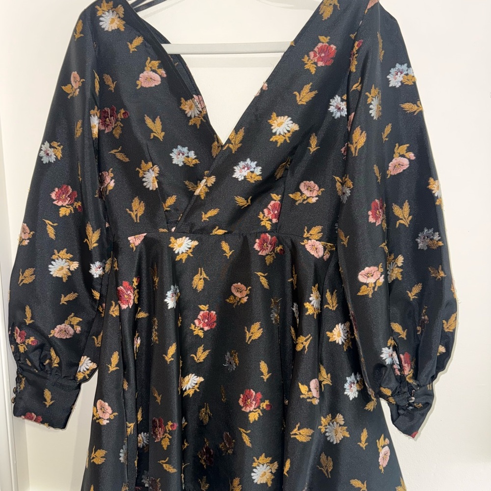 Anthropologie Black Floral Mini Dress - Picture 5 of 5